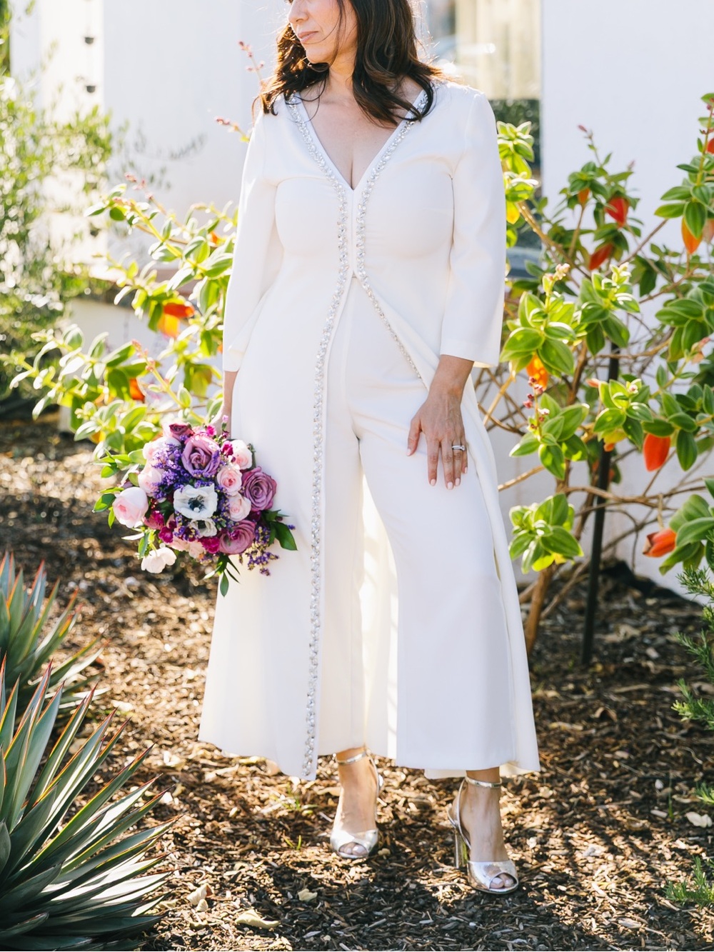 Elegant Ivory Embellished Jumpsuit/Dress